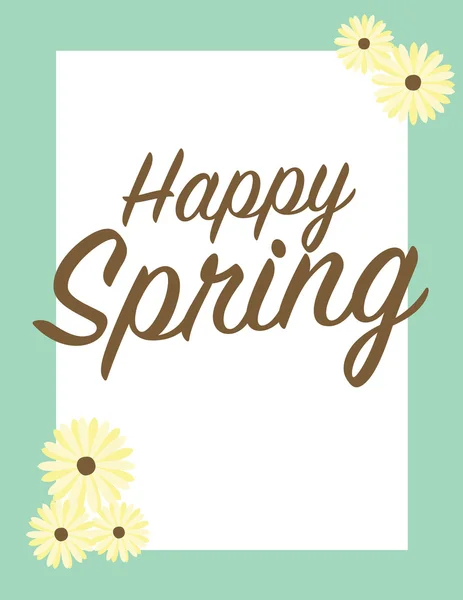 Flowers with Happy Spring text — Stock Vector