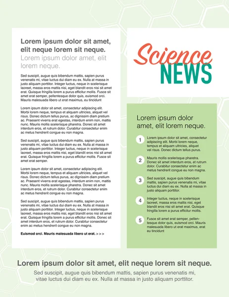 Seite Wissenschaft Layout Newsletter — Stockvektor