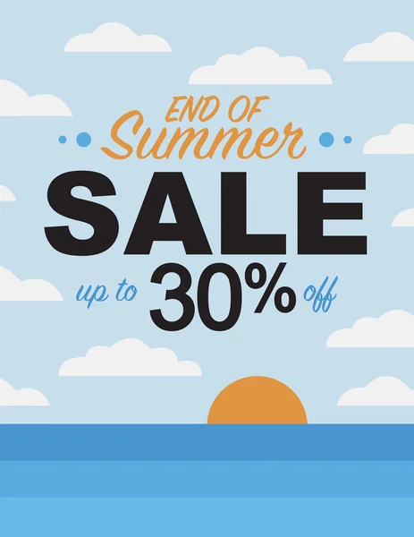 夏季大减价年底达 30%的折扣海报 — 图库矢量图片