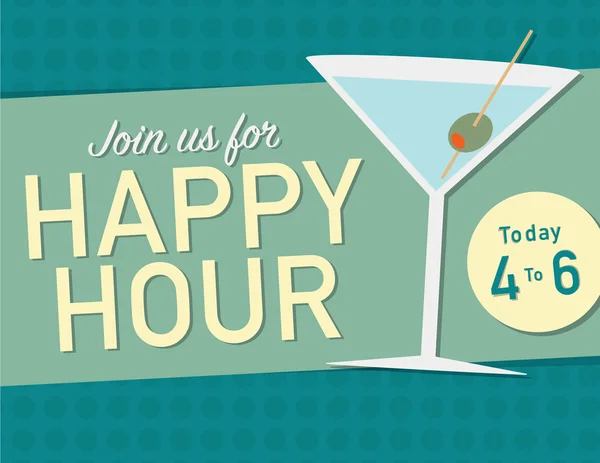 Join ons voor Happy Hour vandaag van 4 tot en met 6 — Stockvector