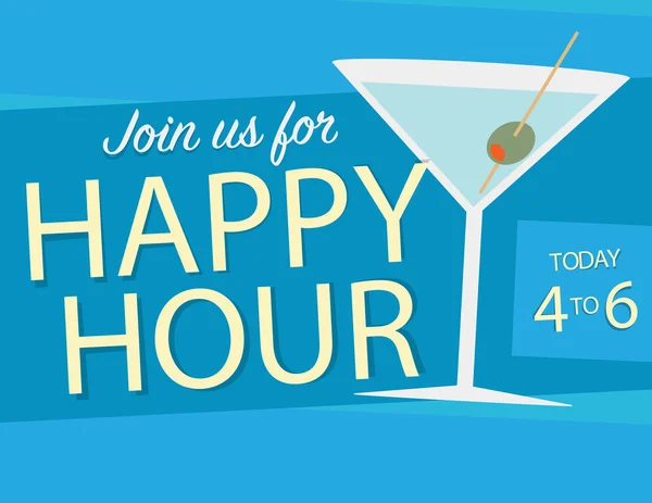 Happy hour işareti ile martini cam