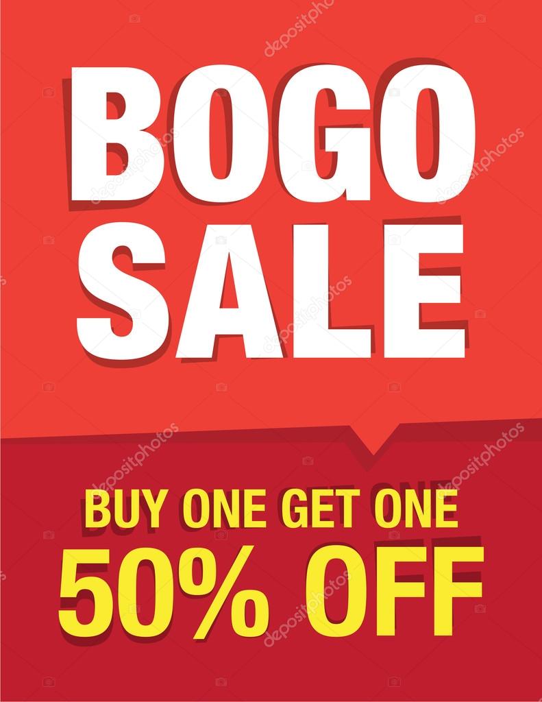 BOGO sale - Buy one get one 50% off