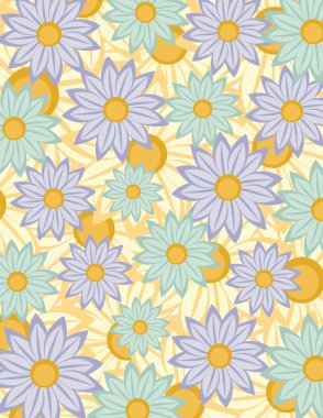 Mor ve yeşil çiçek deseni