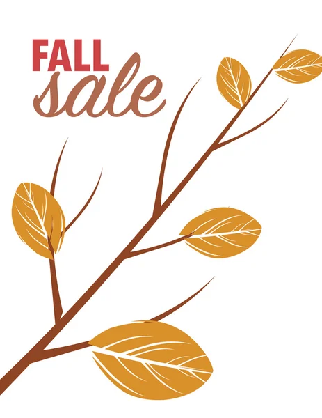 Fall sale with leaves and branch — Stock Vector