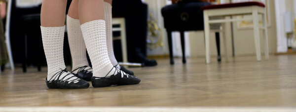 Dancers feet shod in shoes for Celtic dance
