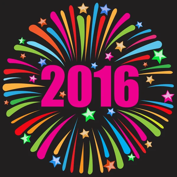 快乐新的一年 2016 黑 — 图库矢量图片