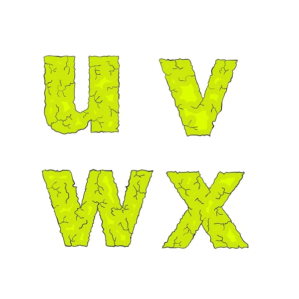 Halloween grimy letters small letters uvwx — Stock Vector