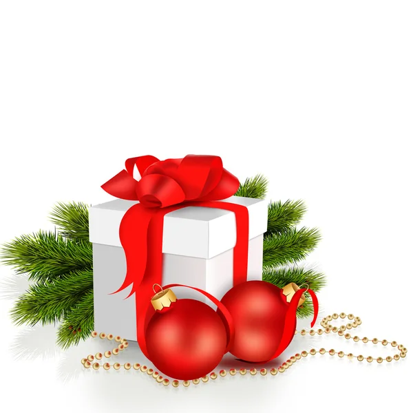 Christmas gift with Christmas balls — Stock Photo, Image
