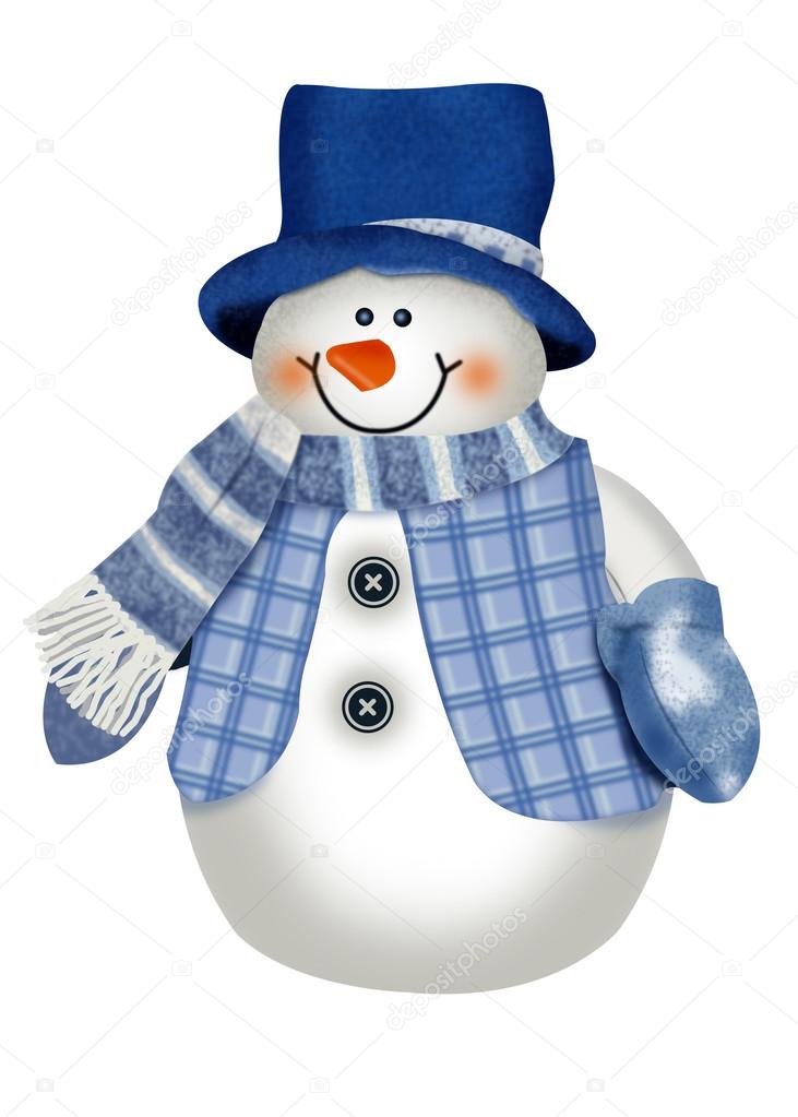 Christmas snowman in blue odezhede