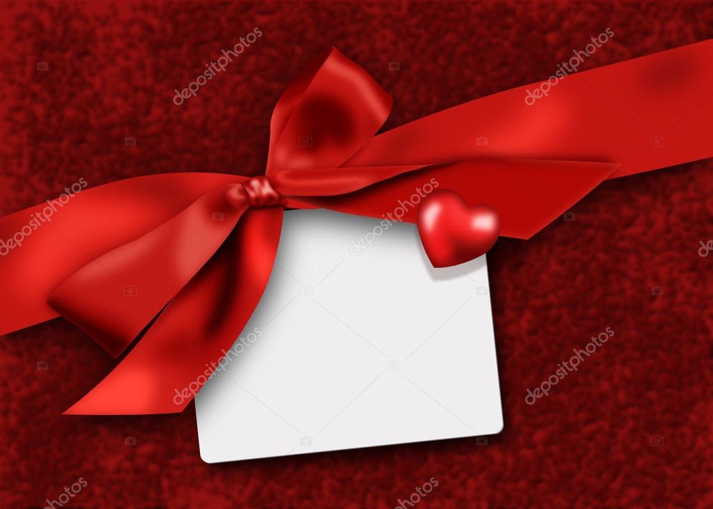 Red background with bow and heart