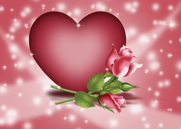Background heart and roses — Stock Photo, Image