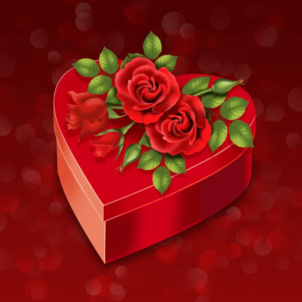 Heart gift with roses — Stock Photo, Image