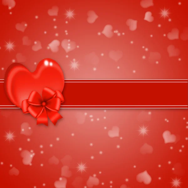 Red background with ribbon and heart — Stock Photo, Image