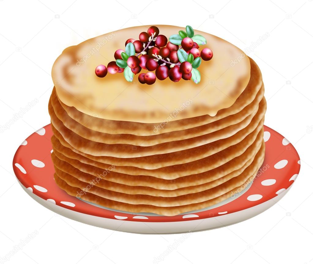 Hill pancakes with cranberries on a platter