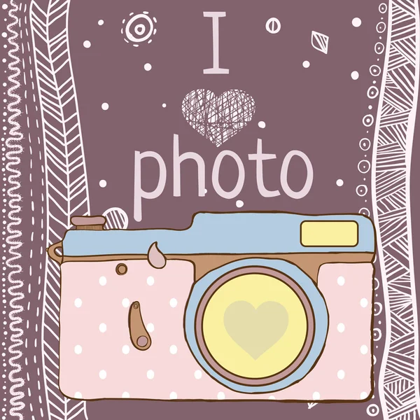 vektör el çekilmiş fotoğraf makinesi ile metin