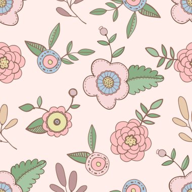 şirin el çekilmiş çiçek deseni