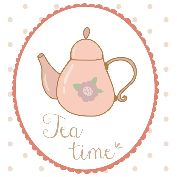 Teapot hand drawn shabby chic style — Stock Vector