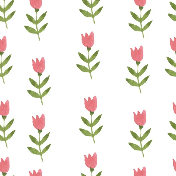 Çiçek Lale seamless modeli pembe suluboya el çekilmiş