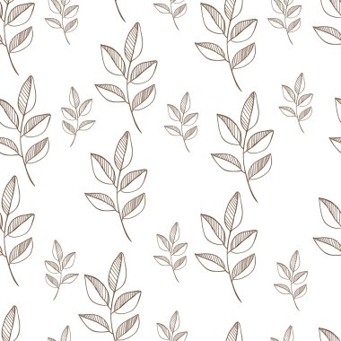 Grafik brunch ile sorunsuz doğa desen. El çizim leavs illüstrasyon vektör.