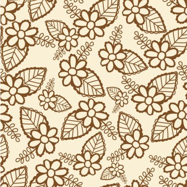 Ajur çiçek ve yaprak elle çizilmiş ile Seamless Modeli