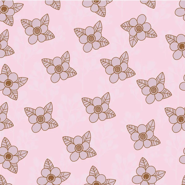 Seamless hand drawing pattern with pink pastel flowers pattern. — Stock Vector
