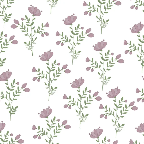 Padrão de natureza sem costura Lilac. Ilustração desenhada à mão — Vetor de Stock