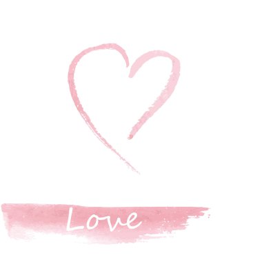 Sulu boya pembe el çizilmiş kalp.