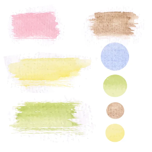 Suluboya elle çizilmiş fırça BLOB'lar, beyaz arka plan ayarla. Vektör pastel renk tasarımı pastel renk