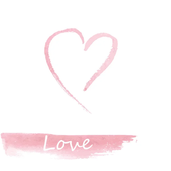 Sulu boya pembe el çizilmiş kalp.