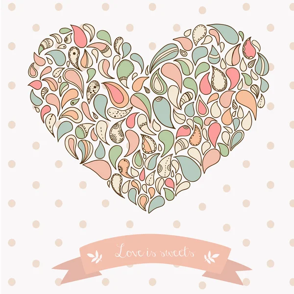 Corazón adorno de pepino turco. Dibujado a mano — Archivo Imágenes Vectoriales