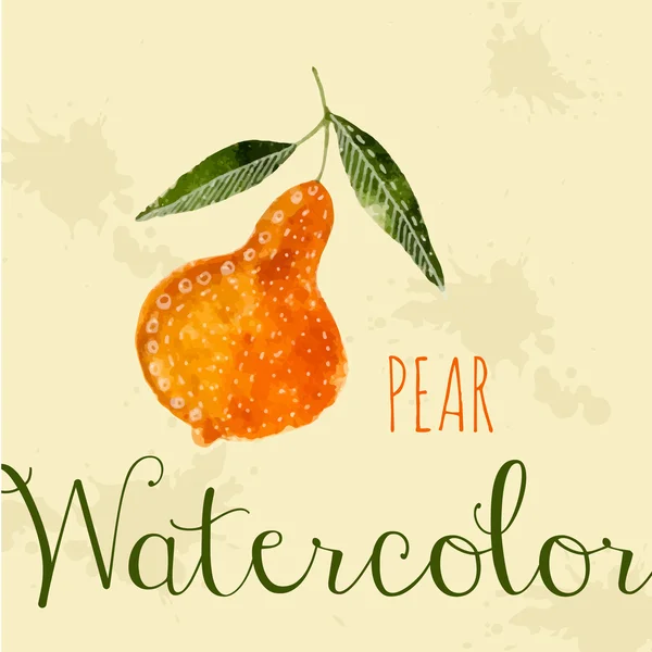 Suluboya armut elle çizilmiş stil kartı beyaz mürekkep