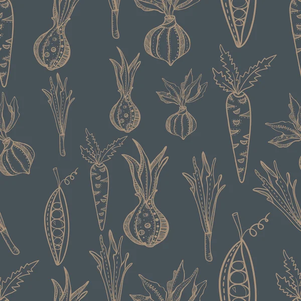 Motif vectoriel de fond sans couture avec des légumes — Image vectorielle