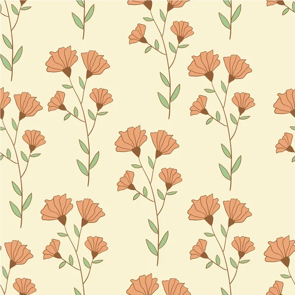 花と植物のレトロなスタイルのシームレスなパターン。手描きイラスト. — ストックベクタ