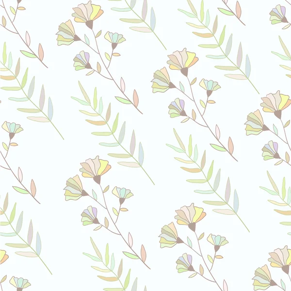 Пастельний барвистий ботанічний безшовний візерунок. Рука намальовані квіти і брошура ілюстрація . — стоковий вектор