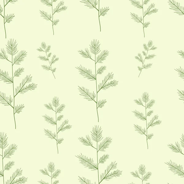 Christmas spruce branch seamless pattern. Hand drawn illustration — Stock Vector