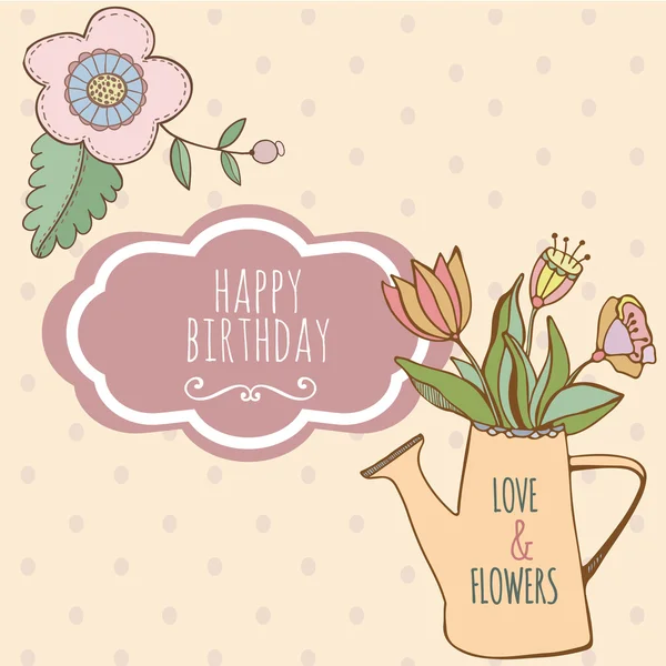 Renkli çiçek sulama olabilir el ile çizilmiş. Şirin kart kutlu olsun