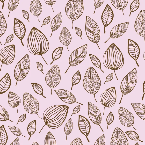 Sorunsuz stilize el yaprak desen süsleme ile çekilmiş. Doku pembe pastel zemin yaprak ile