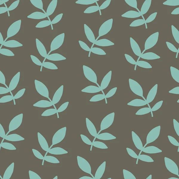 Couture motif dessin à la main avec la nature brunch feuille turquoise — Image vectorielle