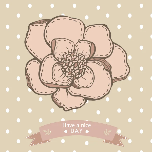Έχουν μια ωραία μέρα κάρτα με λουλούδι σχεδίασης γραφικών χέρι και κορδέλα — Διανυσματικό Αρχείο