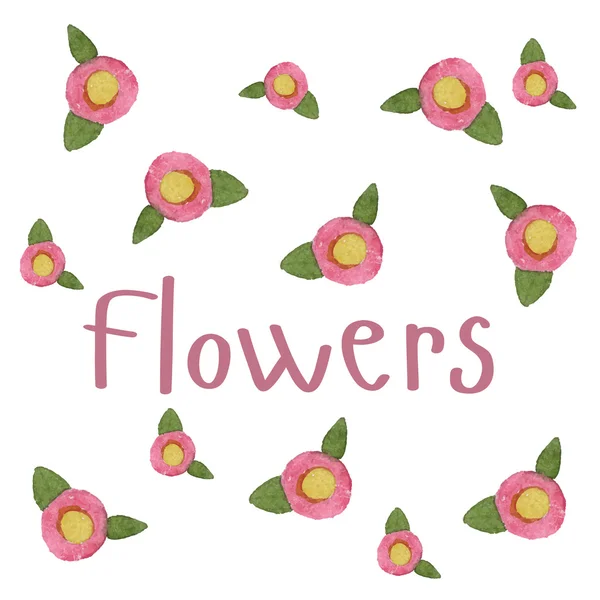 Klistra in akvarell hand dras ram med blommor rosa färg. — Stock vektor