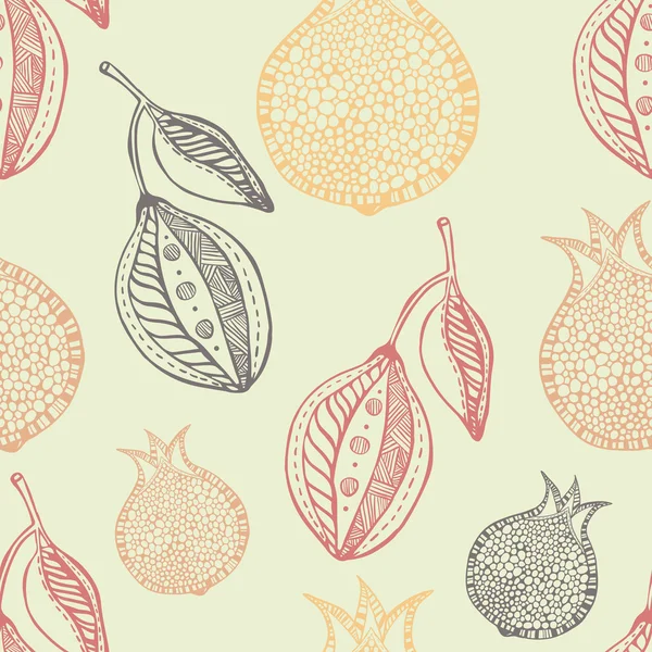 Limon ve nar sorunsuz elle çizilmiş desen