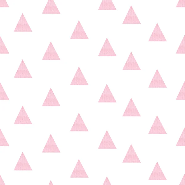 ピンクの水彩手描きの図の三角形のシームレス パターン. — ストックベクタ