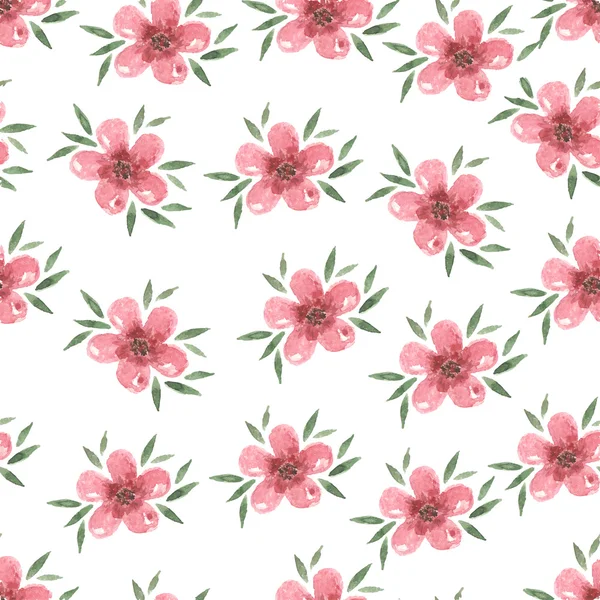 Pastel  watercolor hand drawn pink flower seamless pattern. — Stock Vector