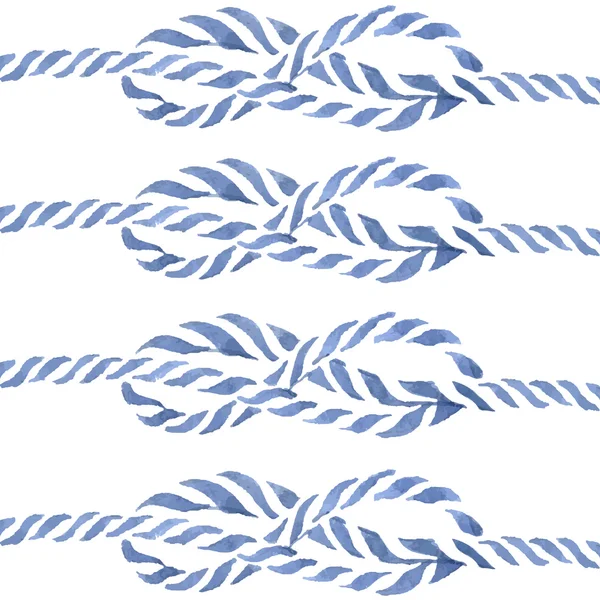 İpe düğüm sekiz elle çizilmiş suluboya resim seti mavi