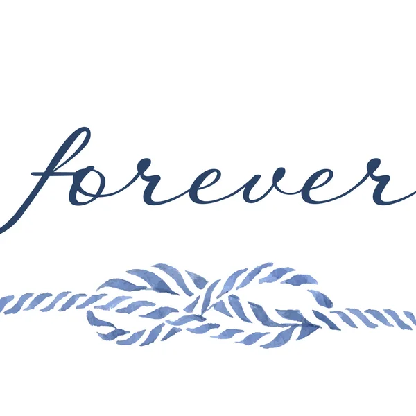 İpe düğüm sekiz elle çizilmiş suluboya resim seti mavi. Deniz stil, sonsuza kadar işareti