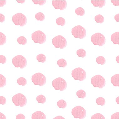 Pembe el çekilmiş suluboya polka dot seamless modeli.