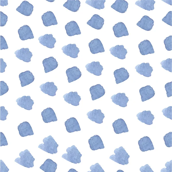 Blauwe hand getrokken aquarel penseelstreek naadloze patroon. — Stockvector
