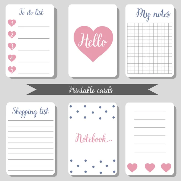 Printable cute design cards — Stock Vector