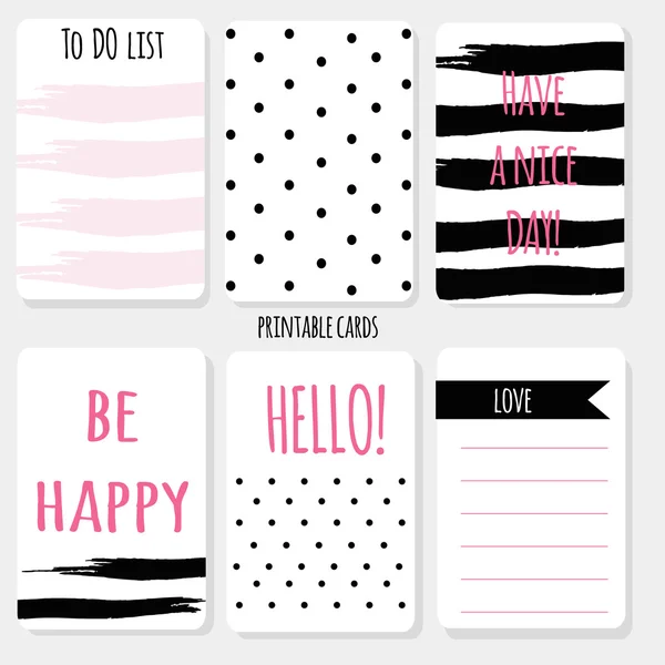 Yazdırılabilir karikatür koymak tasarım kartı, polka dot, fırça darbesi işareti ile