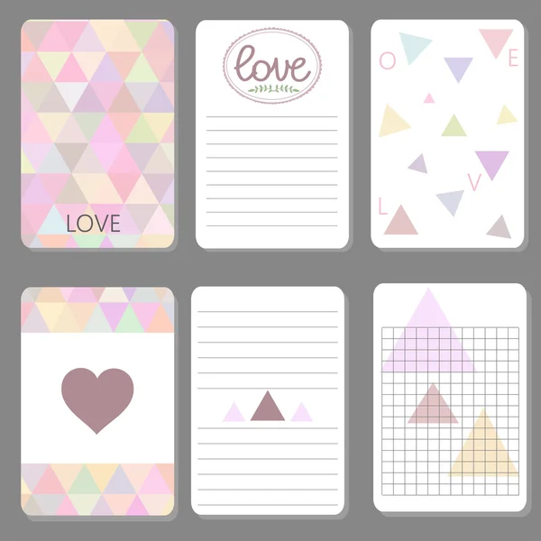 Imprimible lindo diseño tarjetas triángulo y geometriz ctyle — Vector de stock